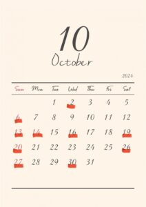 🎃１０月休診、代診日のお知らせ