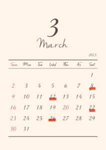 ３月休診日のお知らせ🎎