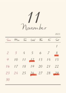 11月休診・代診日のお知らせ🌰