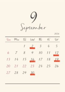 ９月休診・代診日のお知らせ🍇